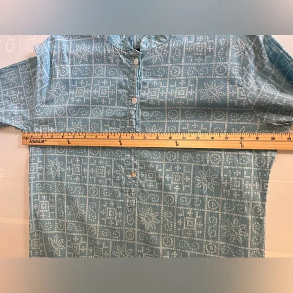 Elegant Blue and White Long Sleeve Dress - Picture 10 of 12